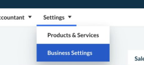 Screenshot of Business Settings menu option