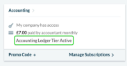 Screenshot of client sidebar showing ledger subscription in place