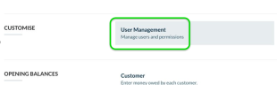 Screenshot of user management option