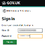 Screenshot of the HMRC sign in page