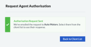 Screenshot of Request Agent Authorisation screen