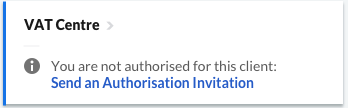 Screenshot of VAT authorisation card from client sidebar